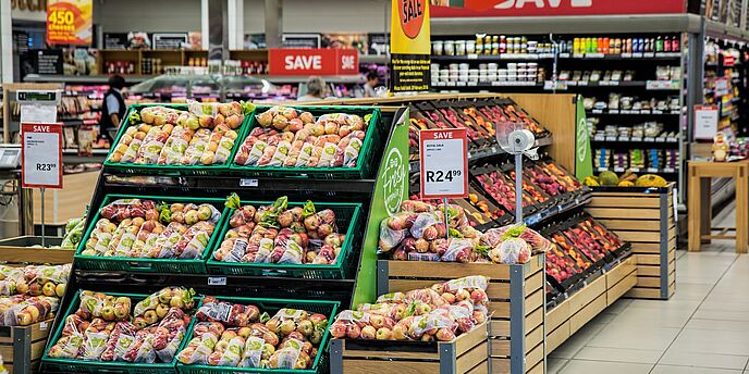 Obstabteilung eines Supermarkts